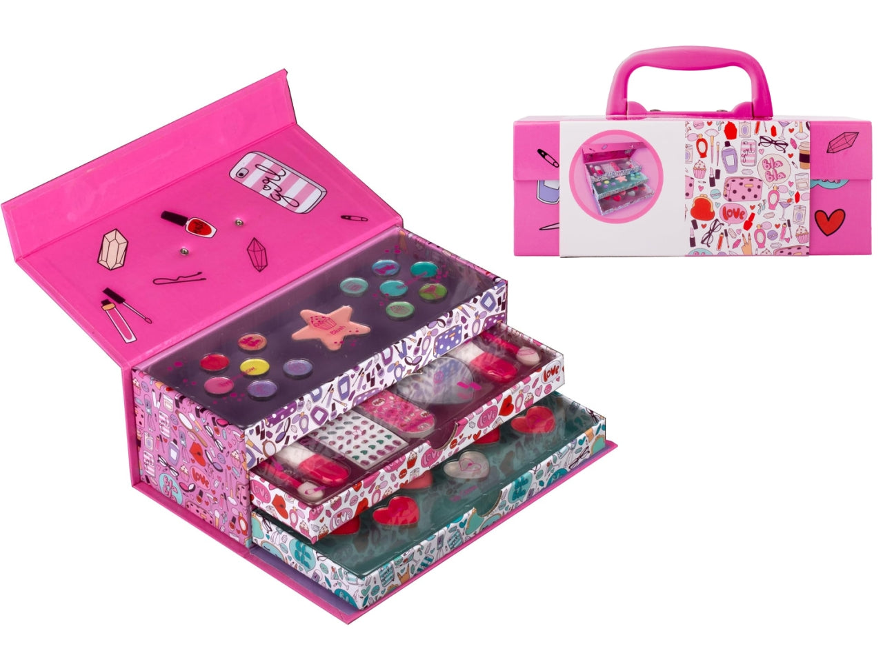 Create it! beauty case a 3 piani con trucchi