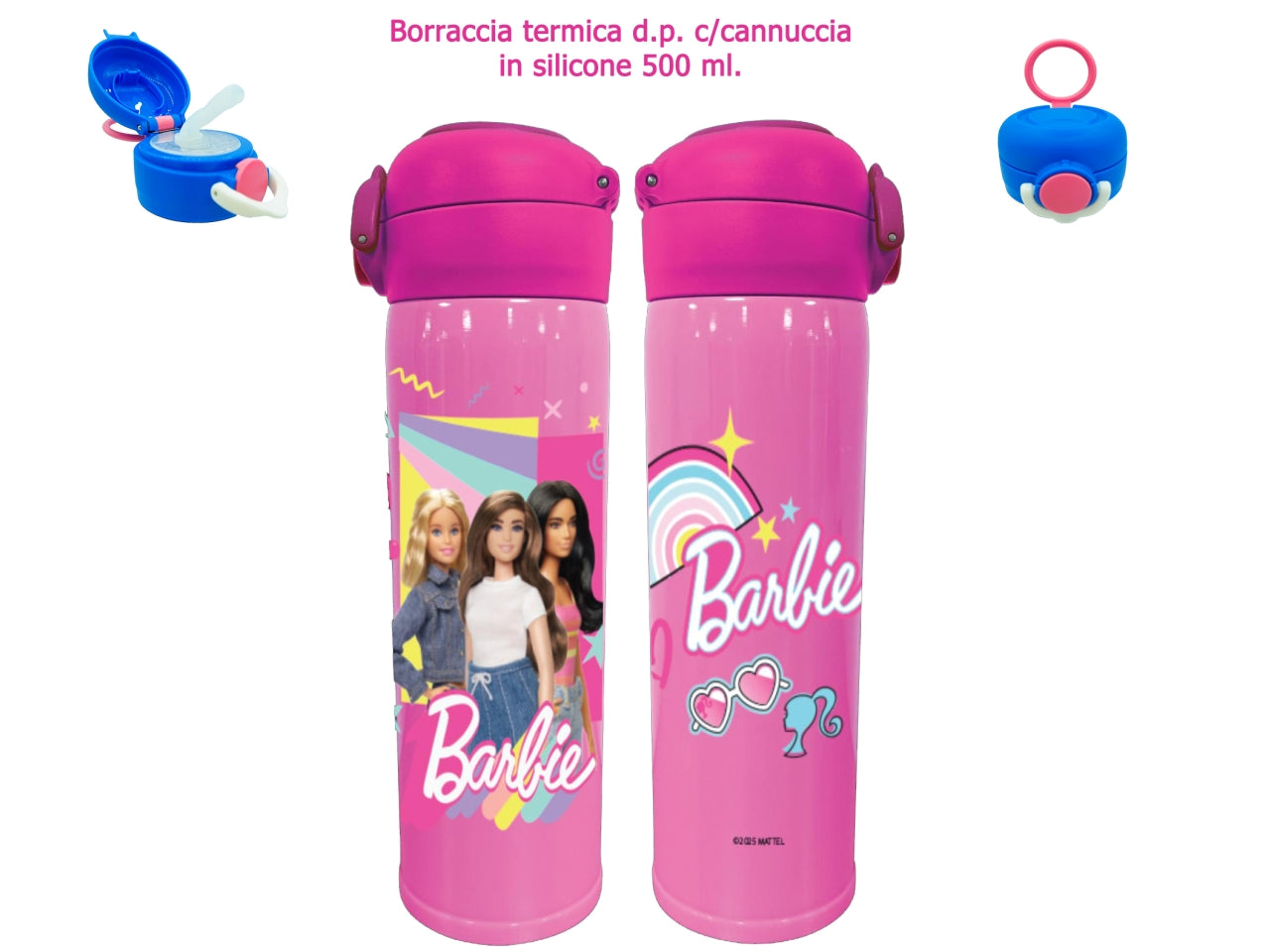 Barbie borraccia termica con cannuccia in silicone d.p. 500ml