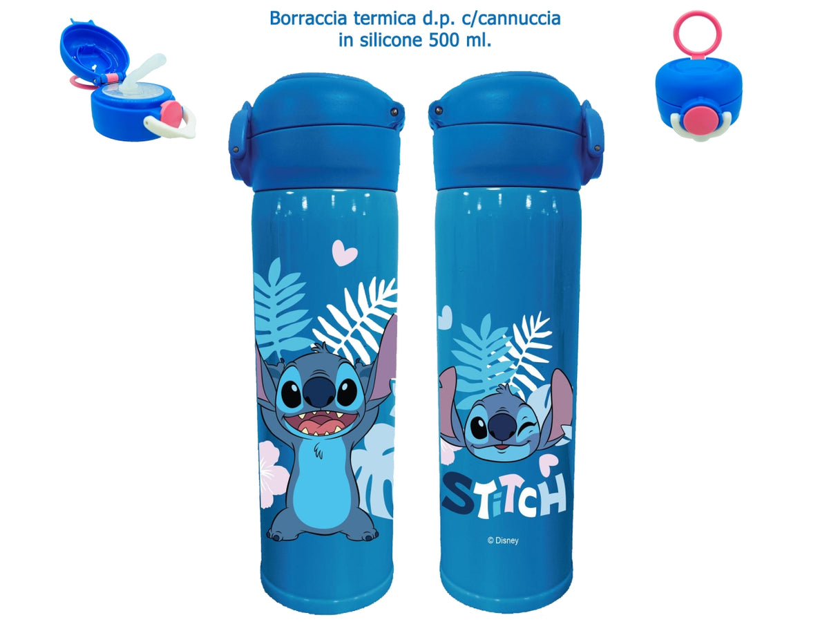 Stitch borraccia termica con cannuccia in silicone 500ml