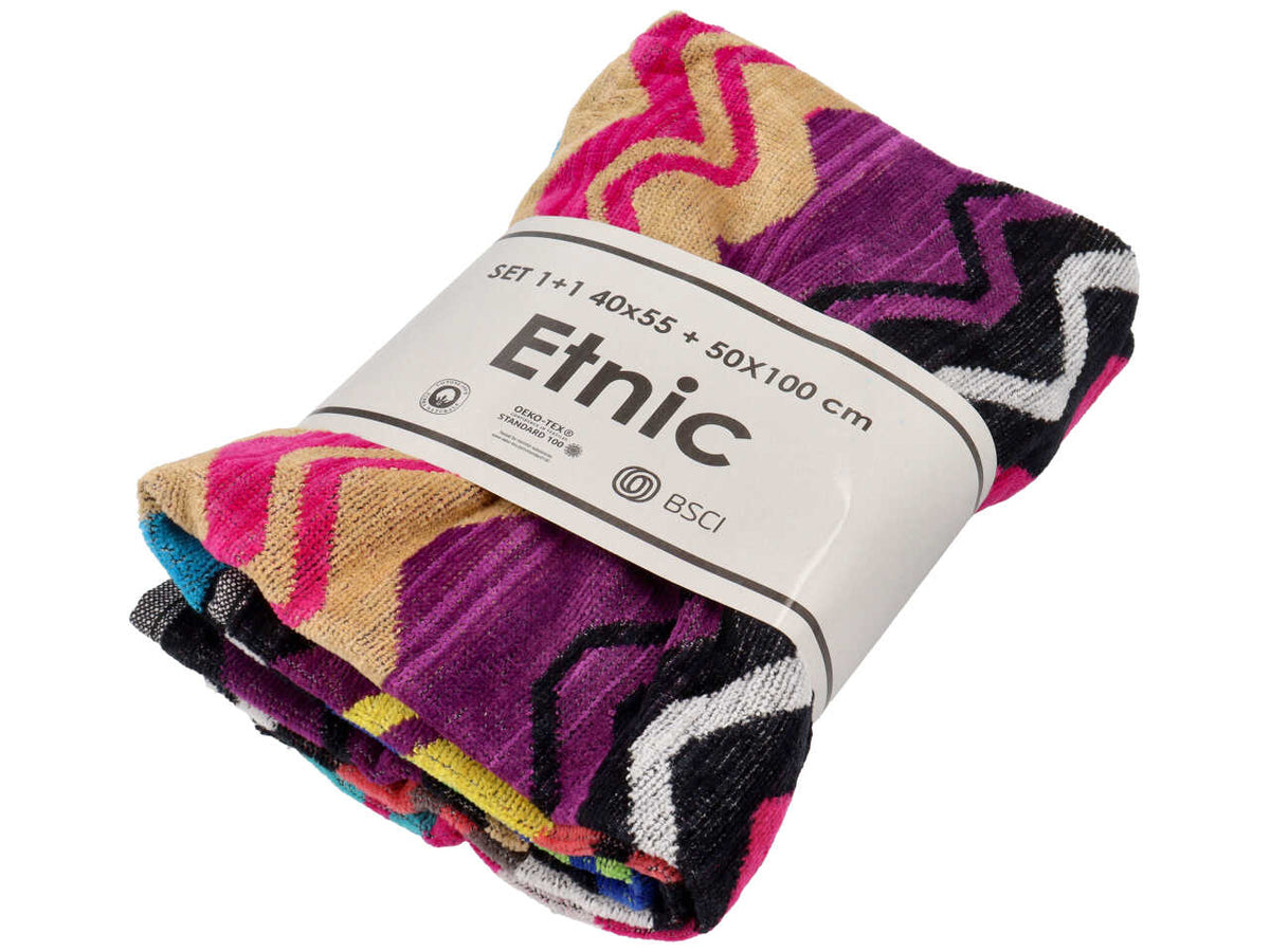Etnic set ascugamani in cotone 3960gsm 1+1 colori assortiti