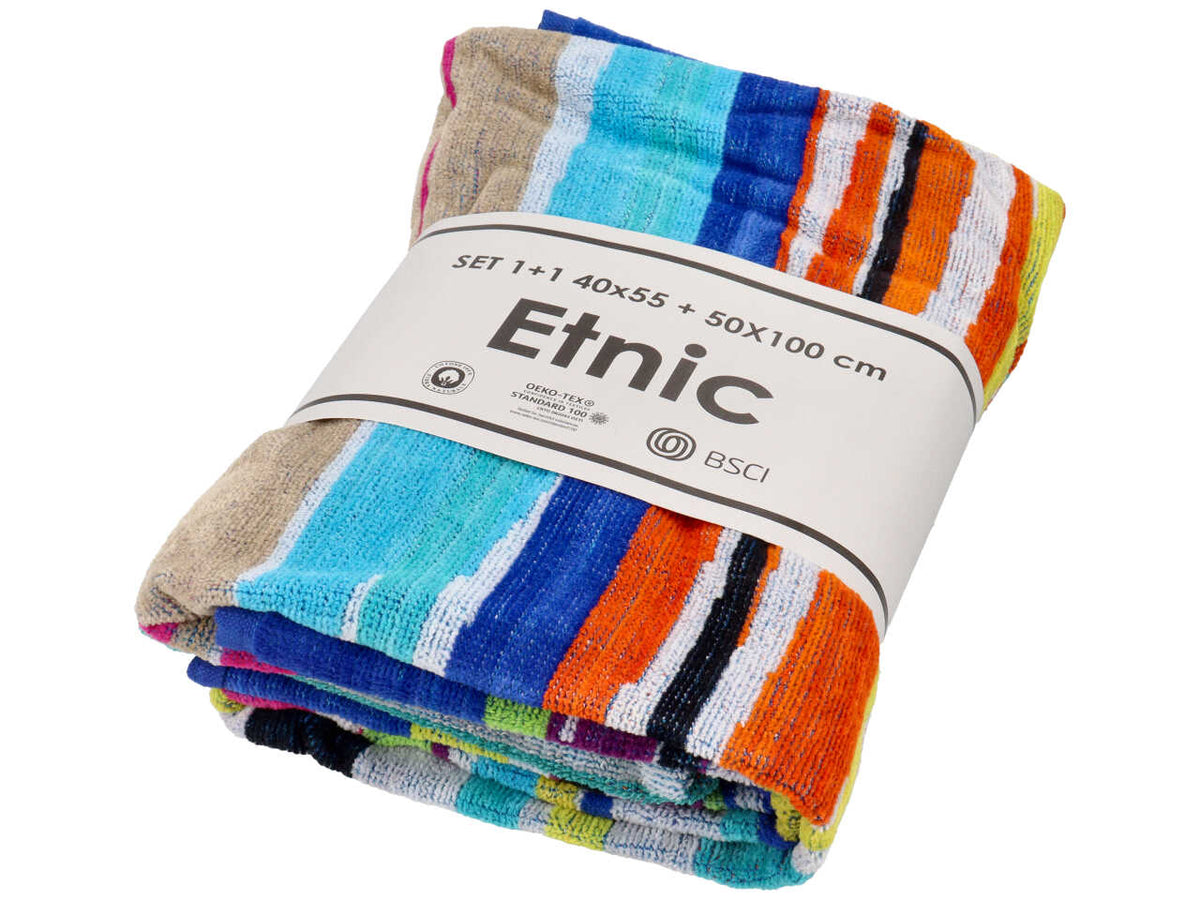 Etnic set ascugamani in cotone 3960gsm 1+1 colori assortiti