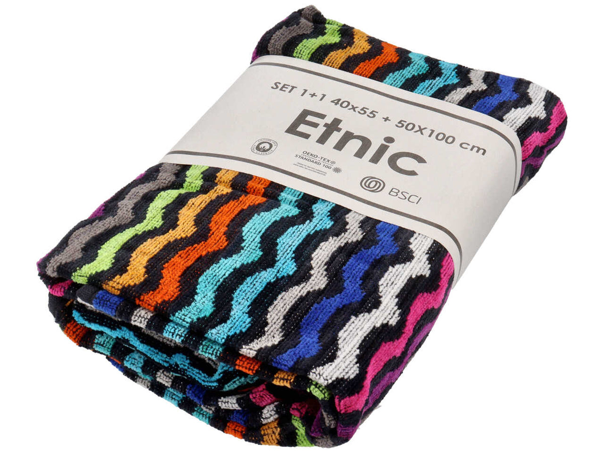 Etnic set ascugamani in cotone 3960gsm 1+1 colori assortiti