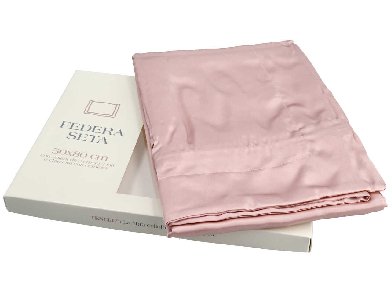 Seta federa cuscino con zip 50x80cm rosa antico