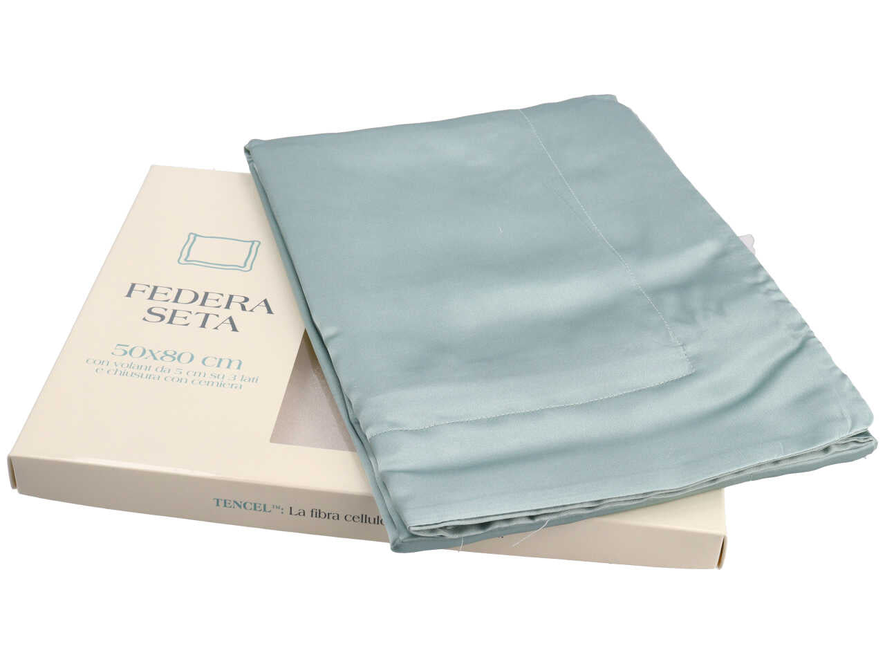 Seta federa cuscino con zip 50x80cm acqua