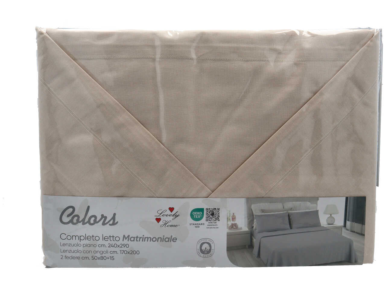 Colors completo lenzuolo in cotone tinta unita 2 piazze panna