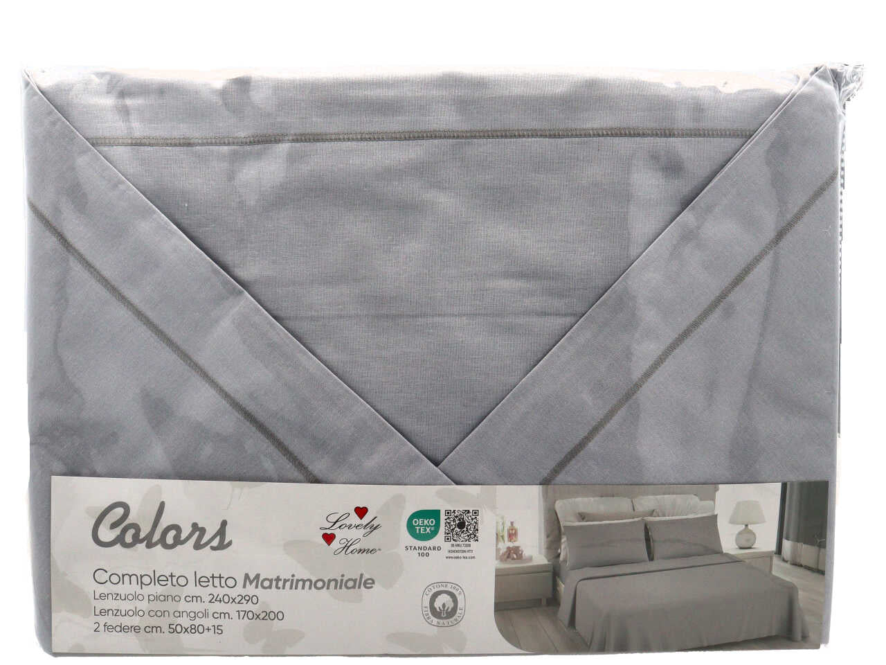 Colors completo letto in cotone 2 piazze grigio