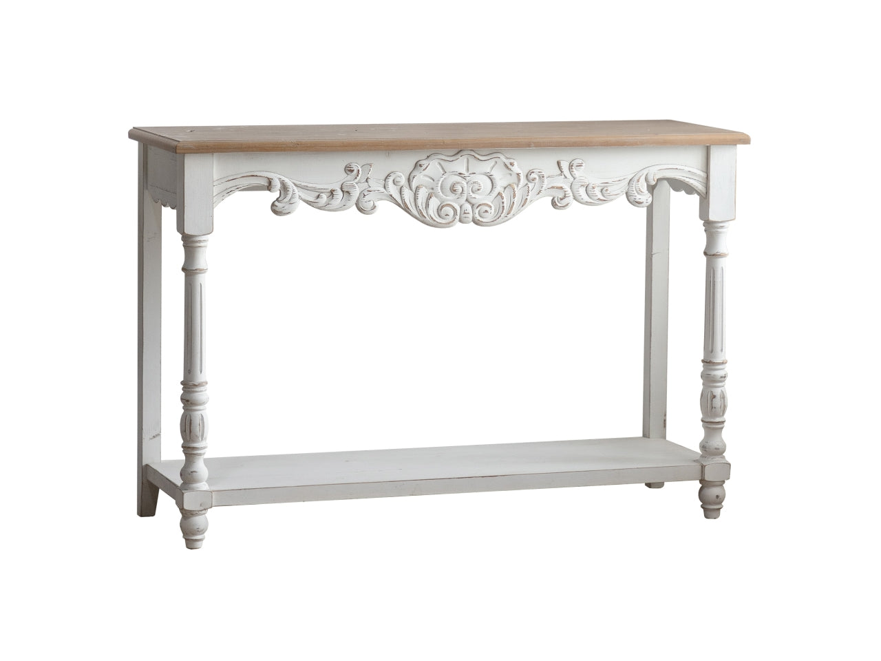 Consolle decorata con ripiano 120x40x80,5cm