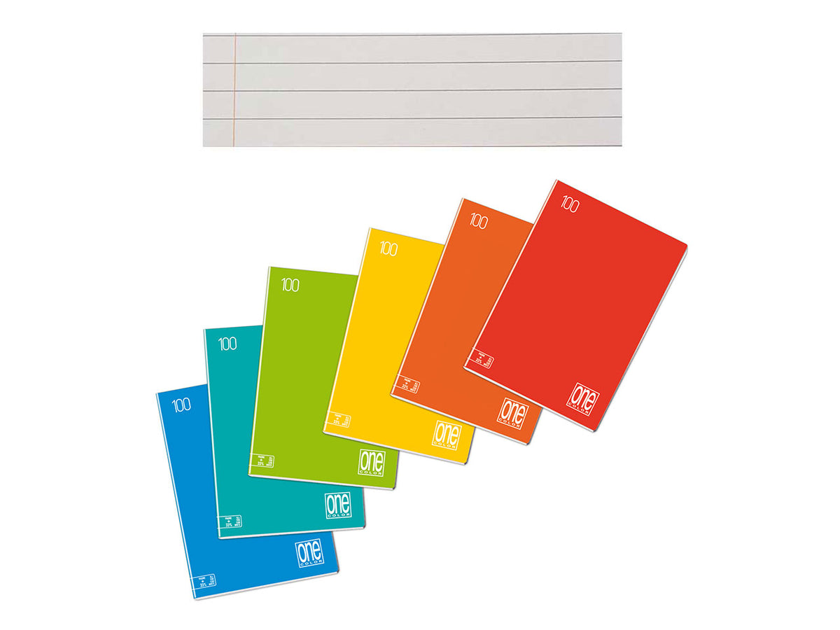 One color maxi quaderno 100g rigatura C con margine alta fogliazione 24+1 con copertina 240g confezione da 10 pezzi colori assortiti