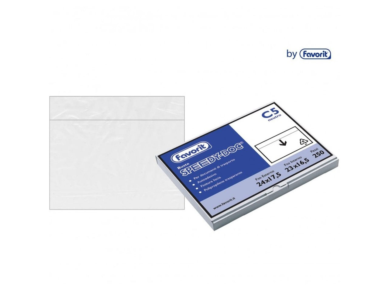 Busta documenti speedy per spedizioni 23x16,5cm trasparente autoadesiva in confezione da 1000 pezzi