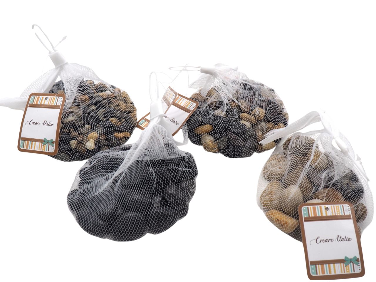 Sacchetto di rete con 500gr di sassi tipo fiume