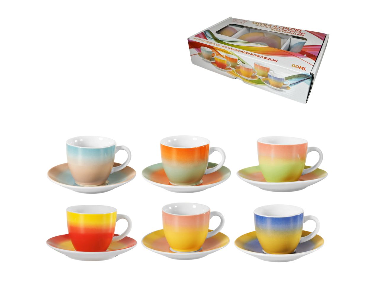 Tavola a colori 6 tazze c/piattino 956025