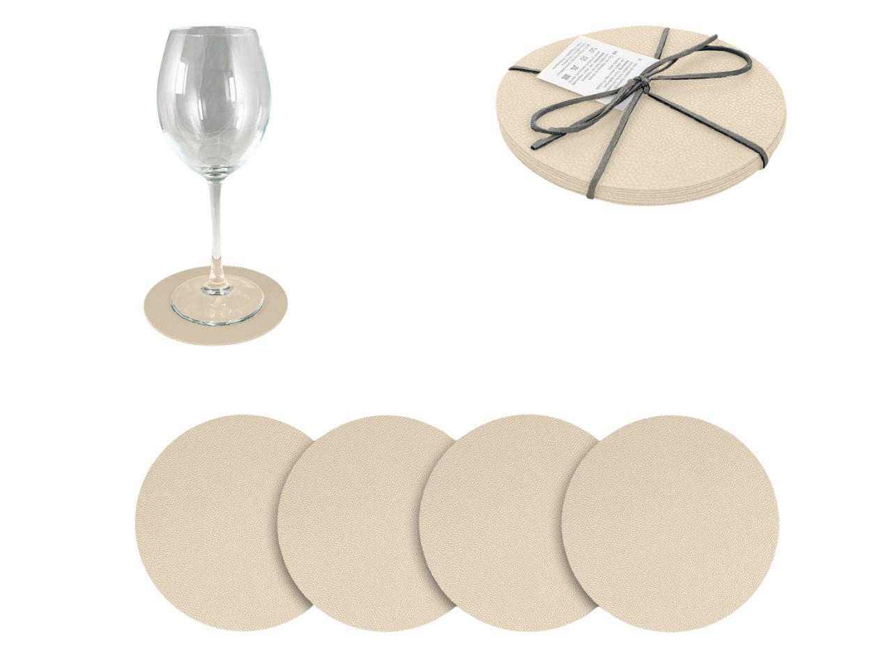 Sottobicchiere 4 pezzi semilpelle avorio