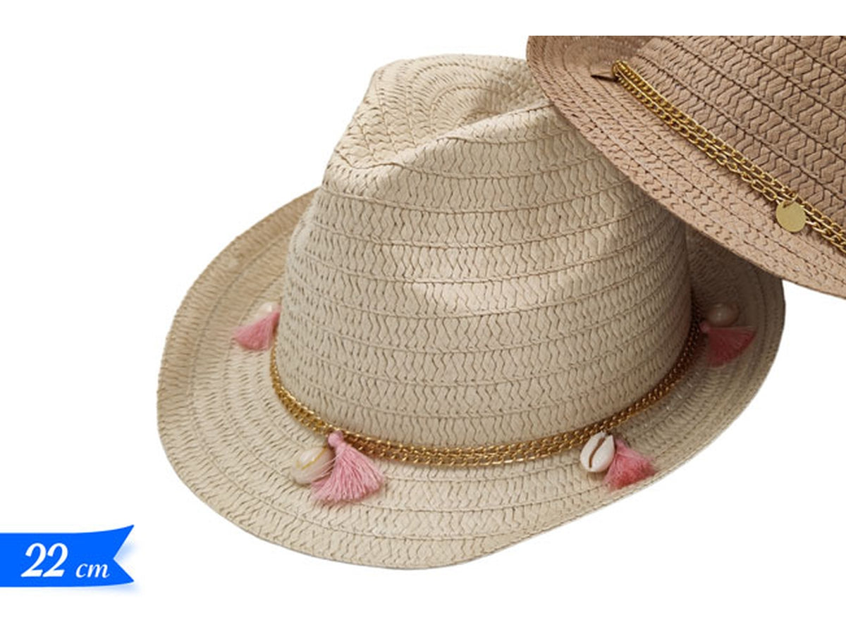 Cappello paglia con decoro beige