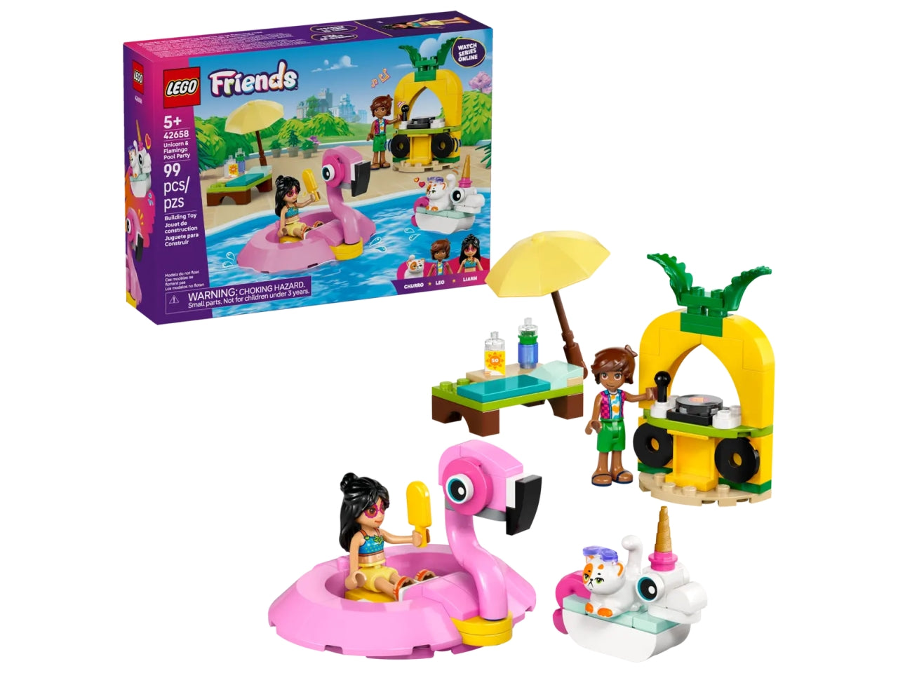 Lego Lego Friends Pool Party con unicorno e fenicottero
