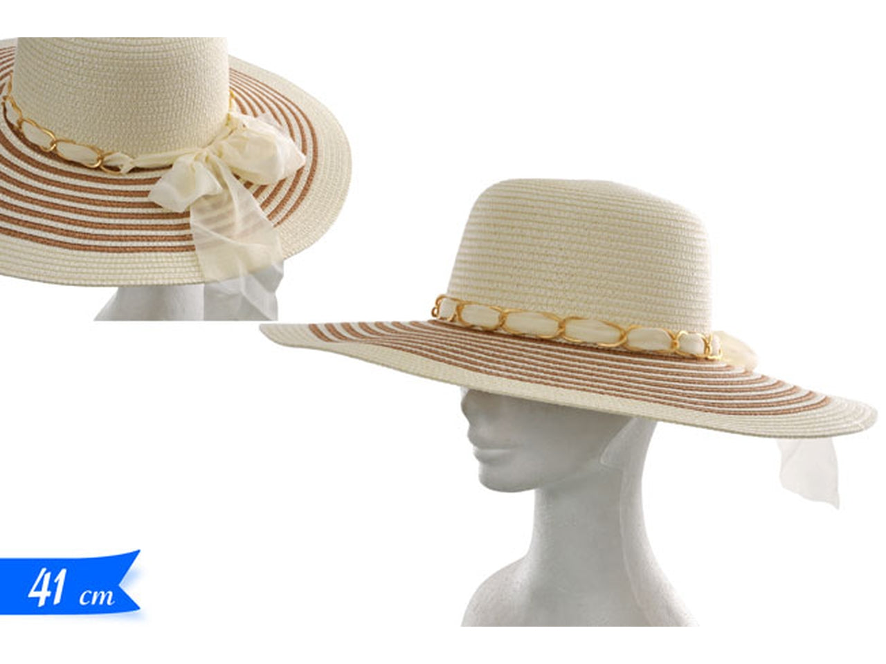 Cappello paglia con fiocco 41x10cm