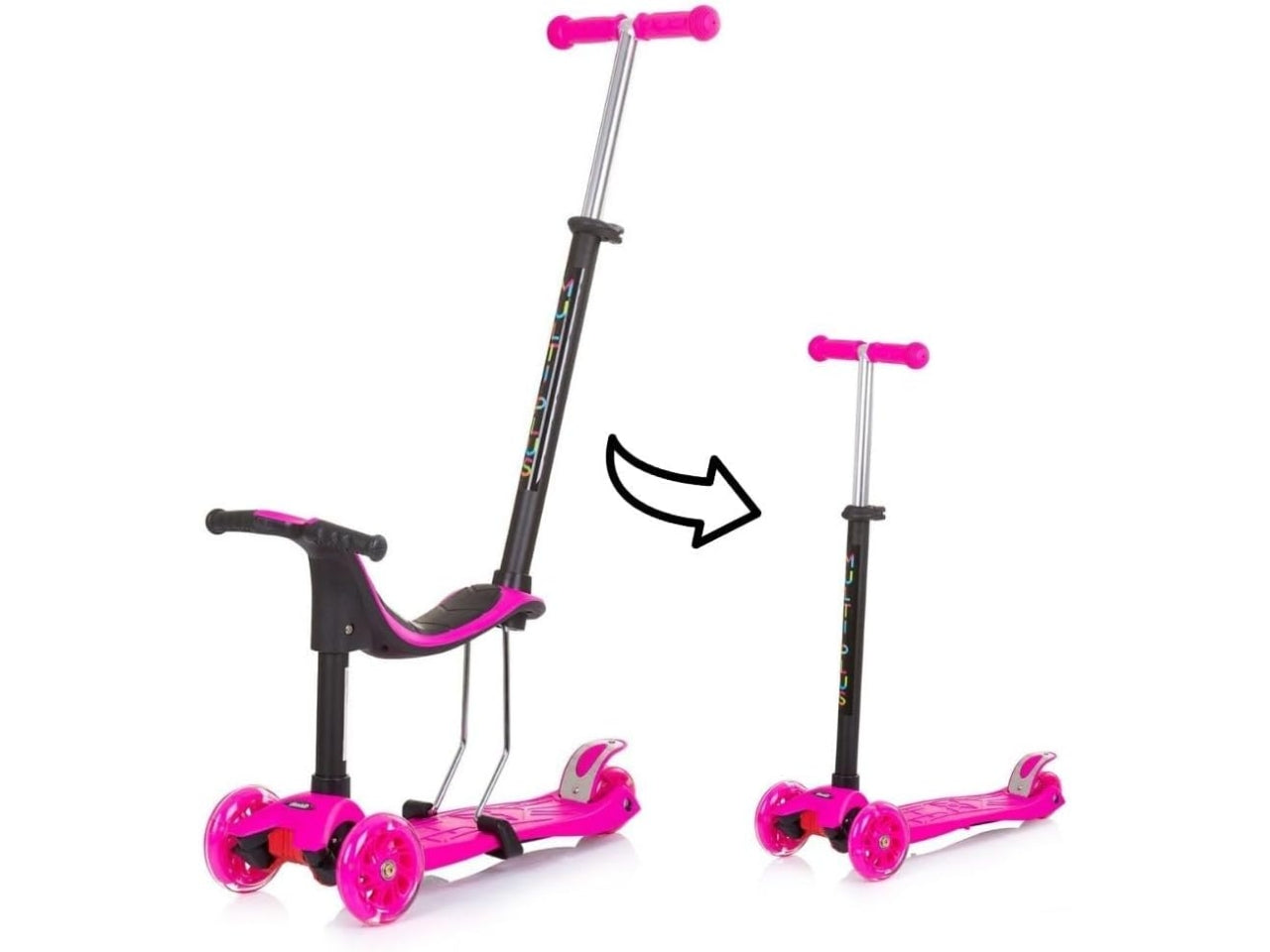 Scooter monopattino 3 in 1 rosa