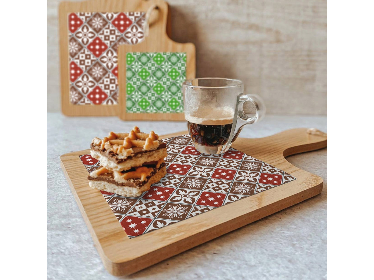Tagliere quadrato in mdf 9,5x9,5cm interno bordeaux