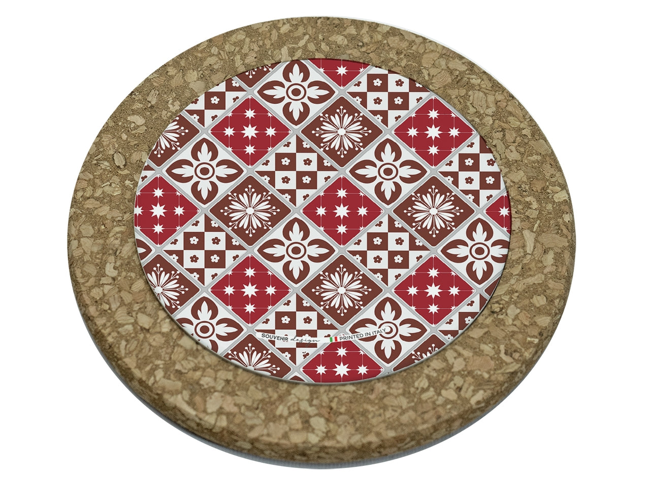 Tagliere tondo in sughero 10,5x10,5cm interno bordeaux