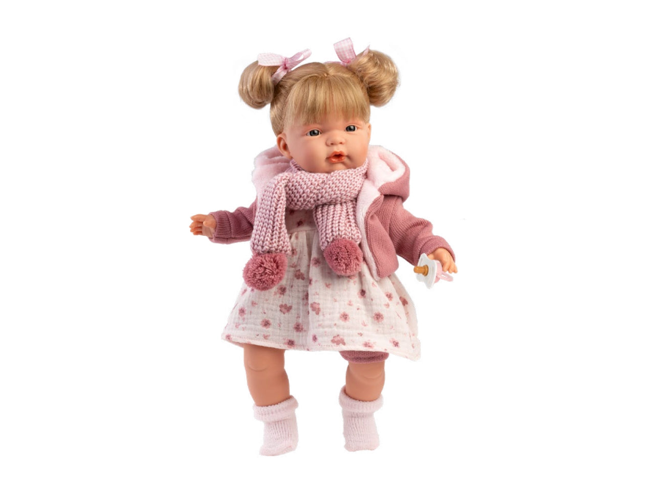 Reborn morbido joelle 38cm sciarpa rosa