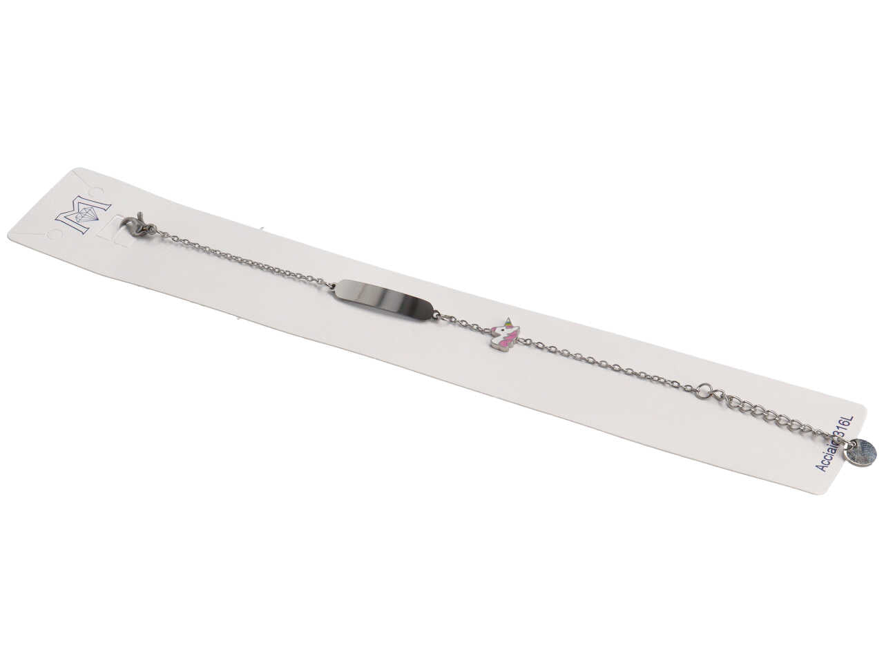 Bracciale acciaio piastra e unicorno