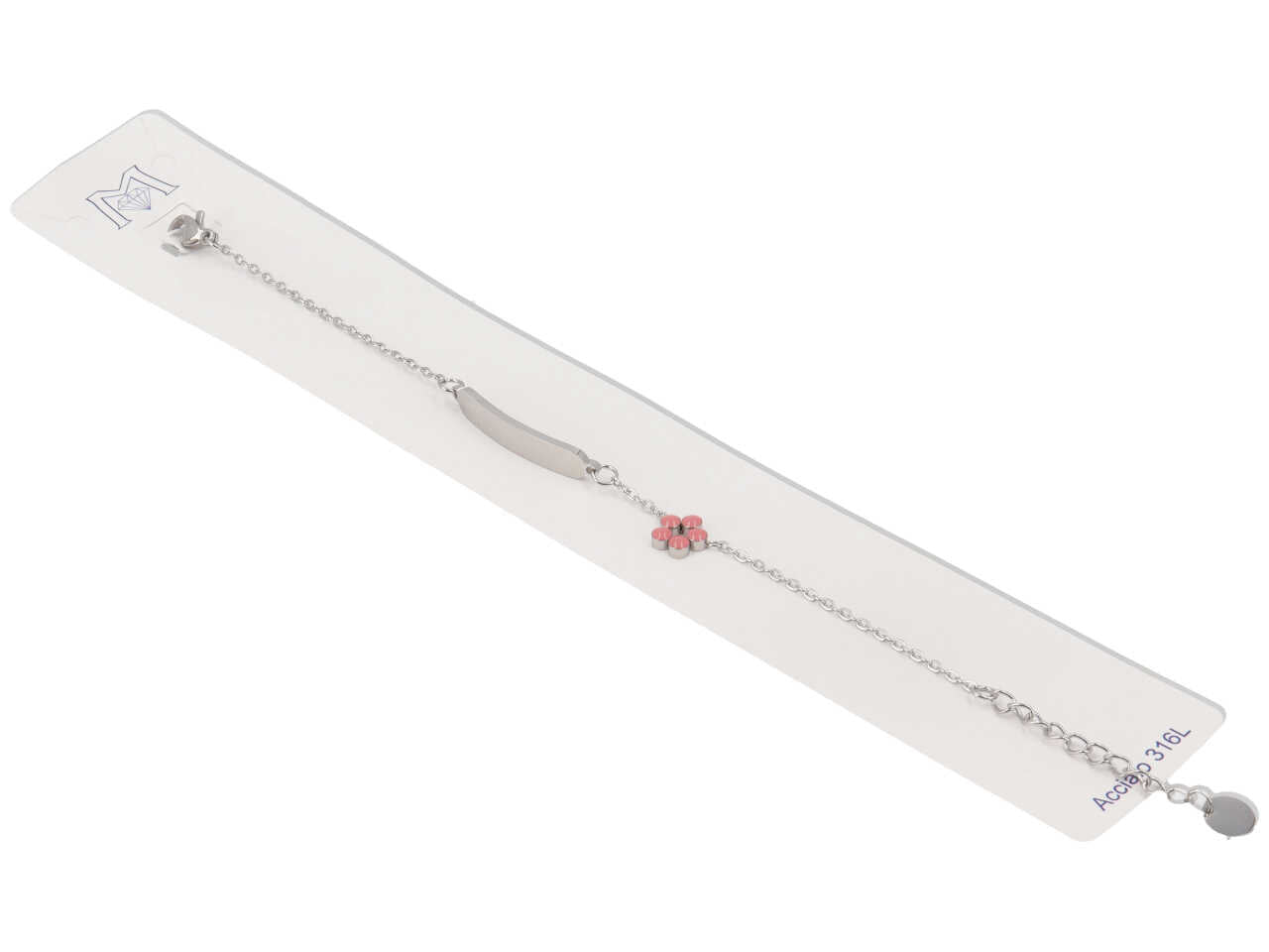 Bracciale acciaio piastra e margherita