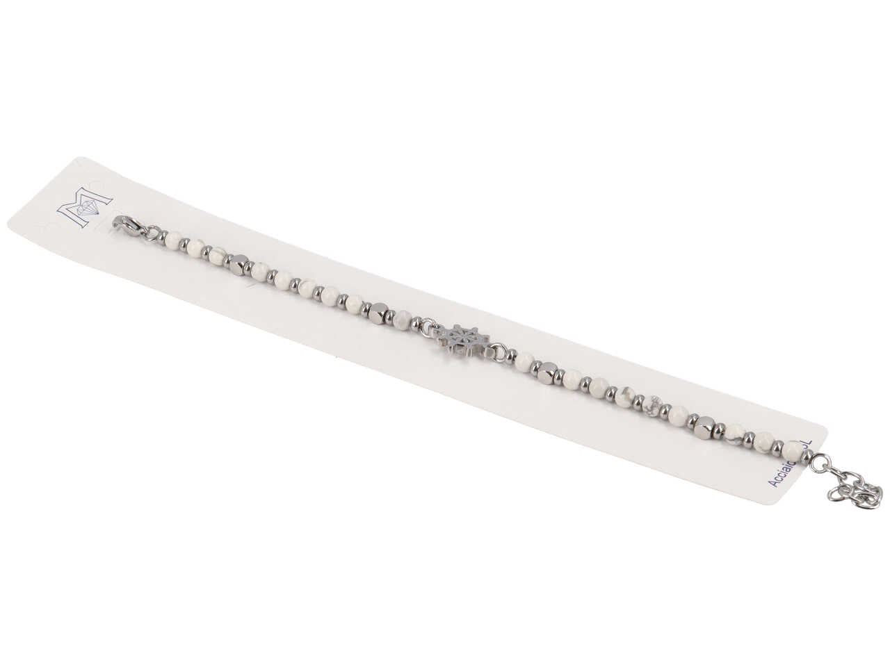 Bracciale timone con pietre bianche