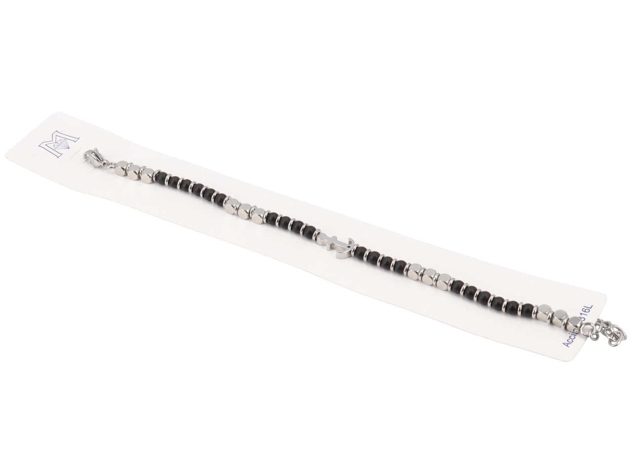 Bracciale ancora con pietre nere