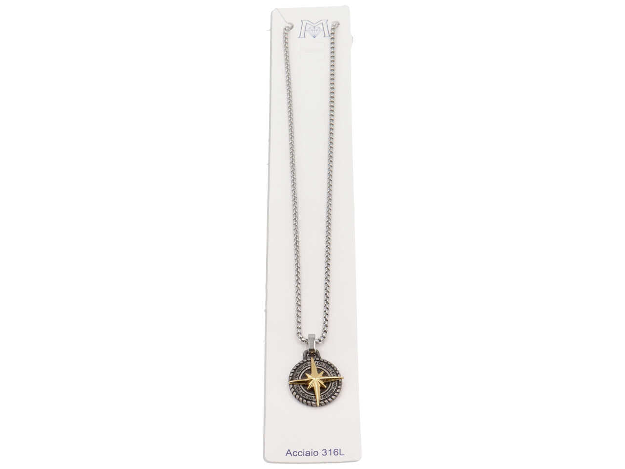 Collana pendente rosa dei venti brunita e dorata