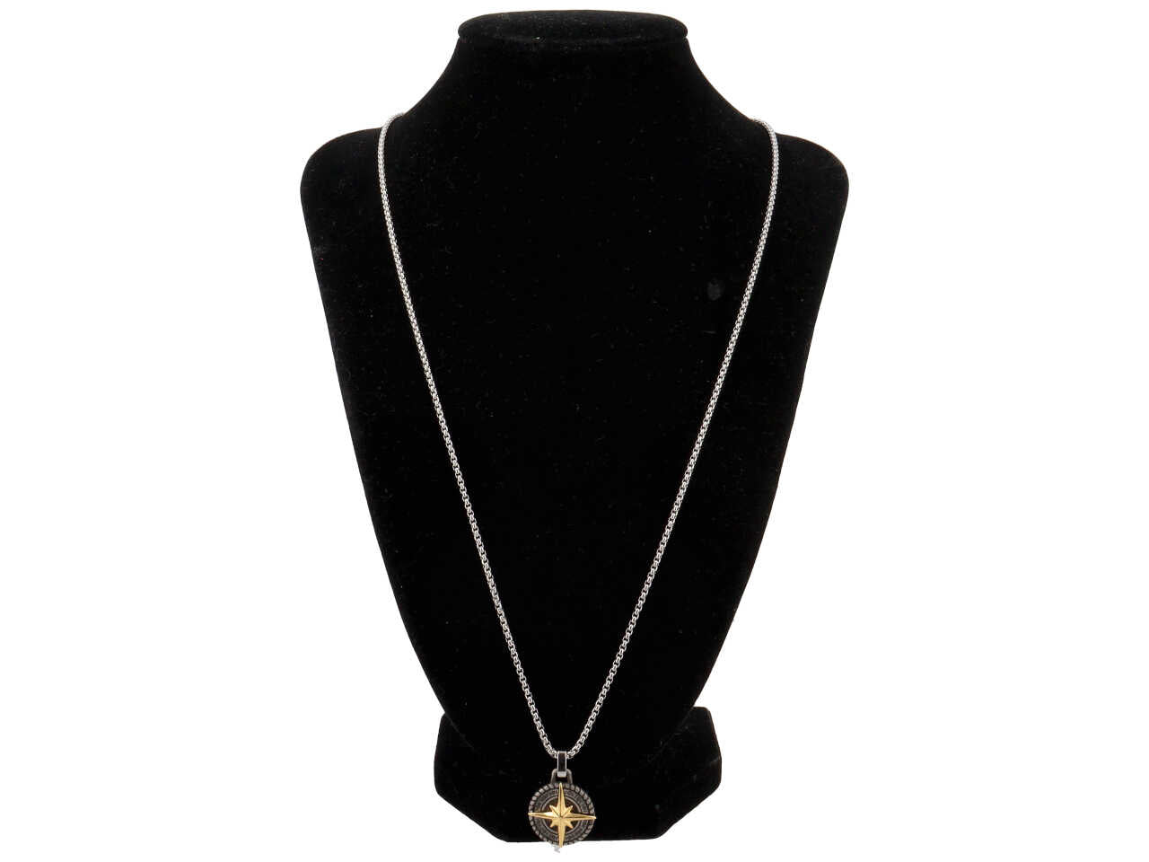 Collana pendente rosa dei venti brunita e dorata