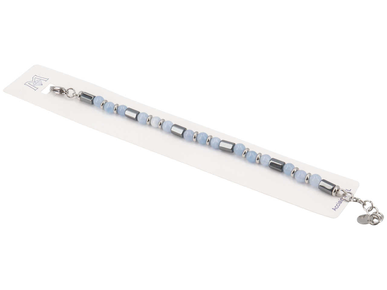 Bracciale acciaio sfere glicine
