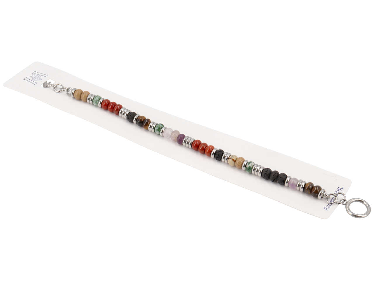 Bracciale pietre a rondella multicolore acciaio