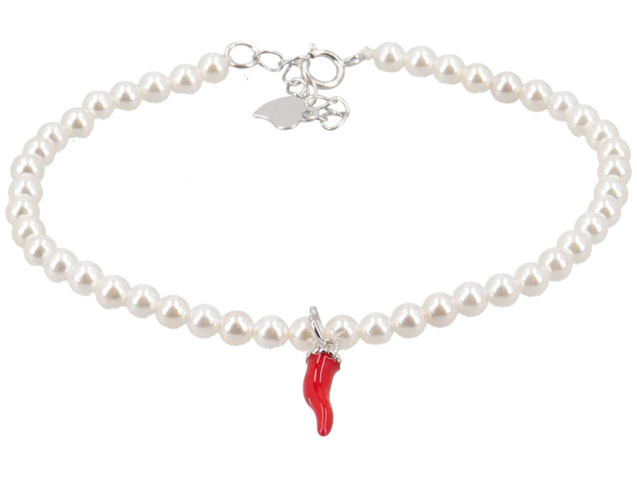 Bracciale perle con pendente corno