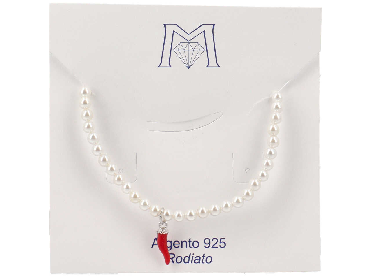 Bracciale perle con pendente corno