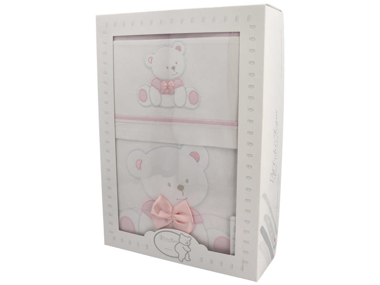 Coordinato per culla estraibile ricamato rosa