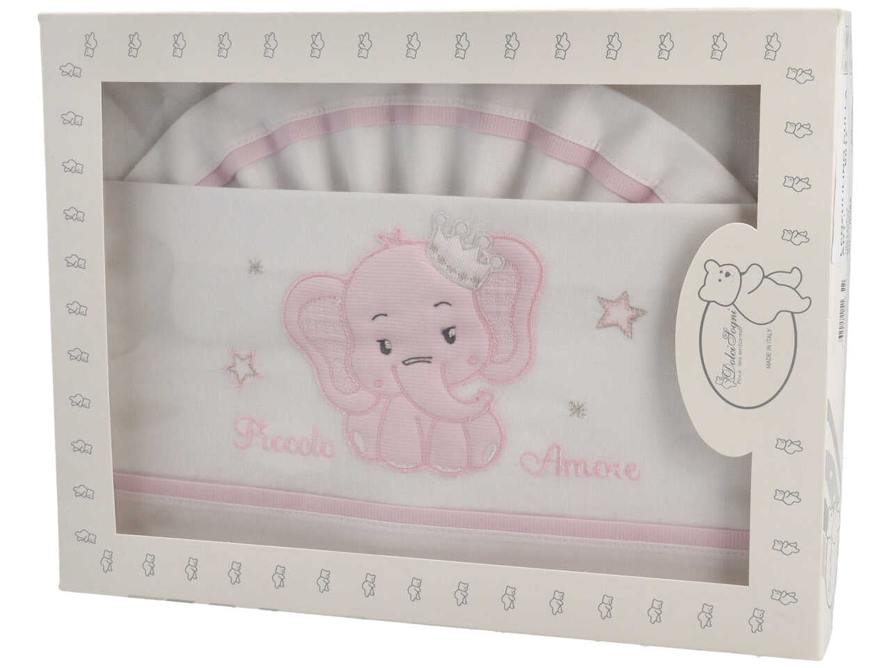 Set lenzuola per culla ricamato rosa