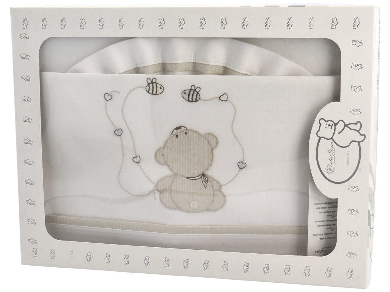 Set lenzuola per culla ricamato, panna