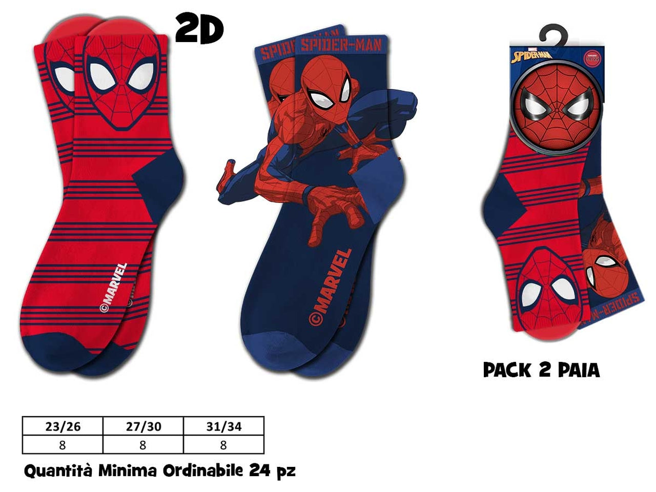 Spiderman calzini medi 2 paia