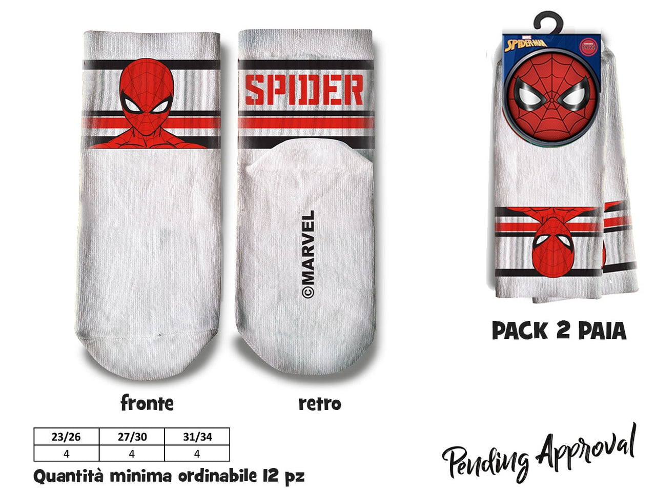 Spiderman set 2 paia calzini sport kids