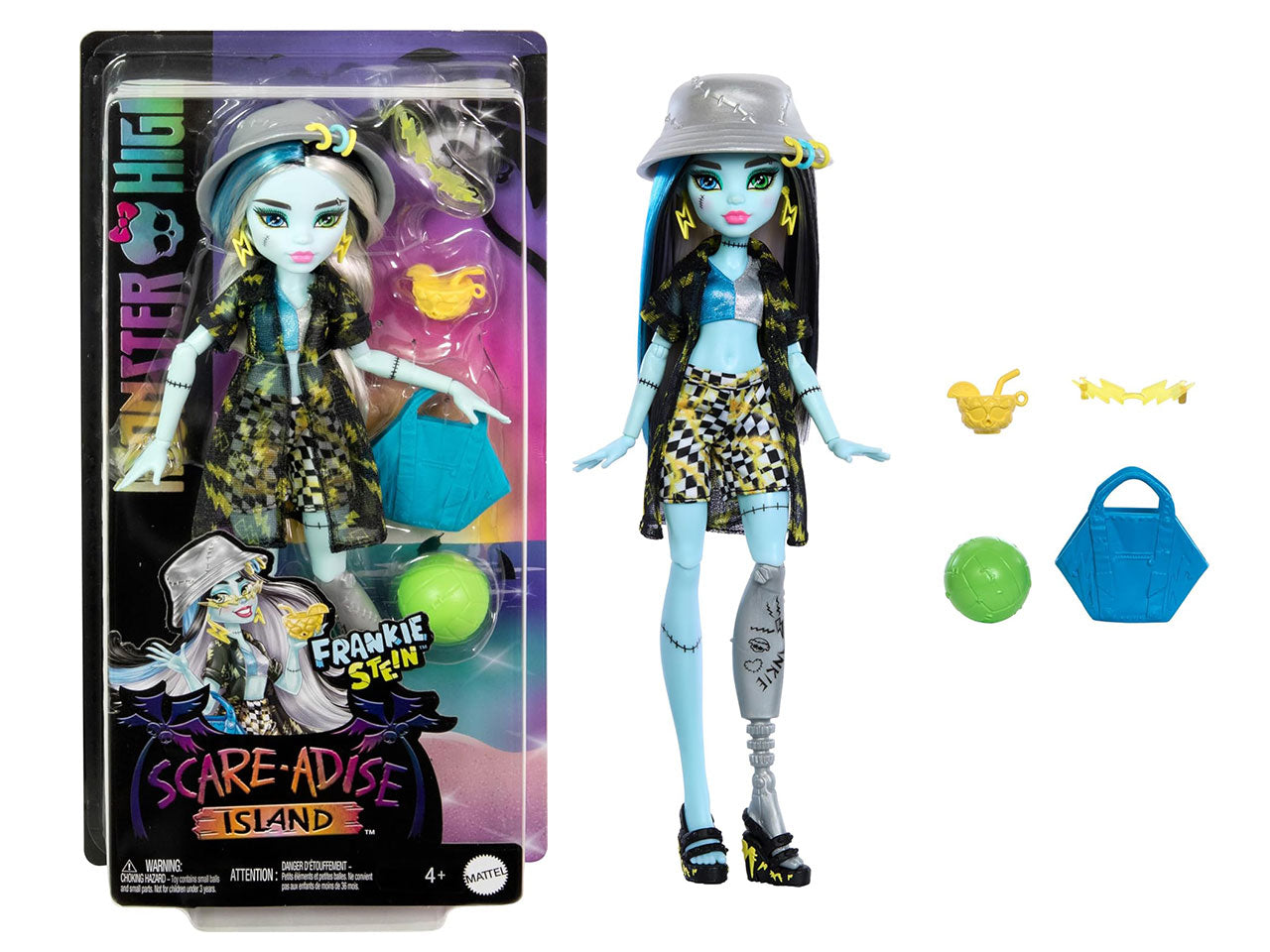 Monster high bambola scare-adise island frankie stein con accessori