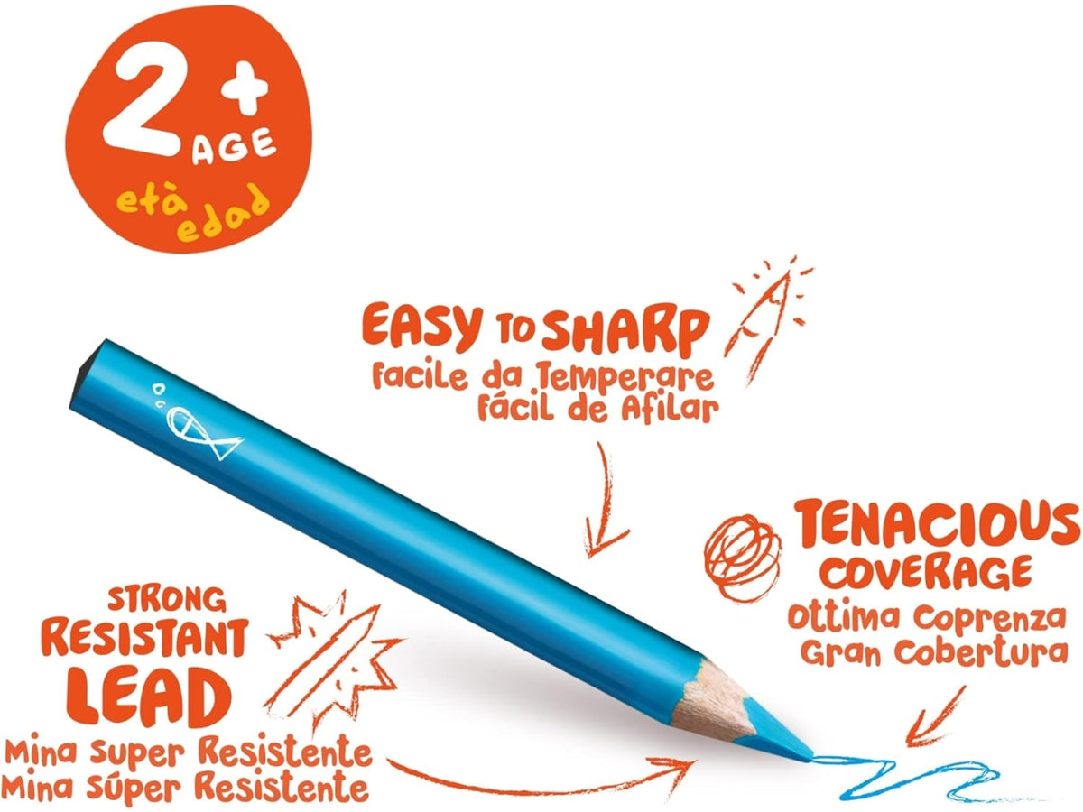 Carioca 10 pastelli triangolari baby pencil per bambini da 2+ anni
