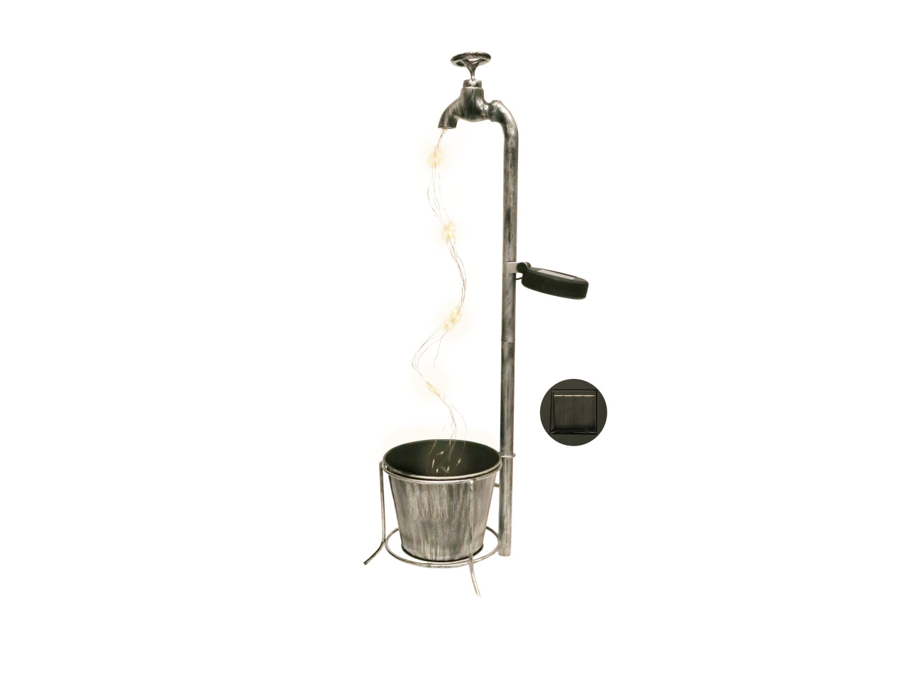 Fontanella con gocce di led 50cm bianco caldo pannello solare per uso esterno