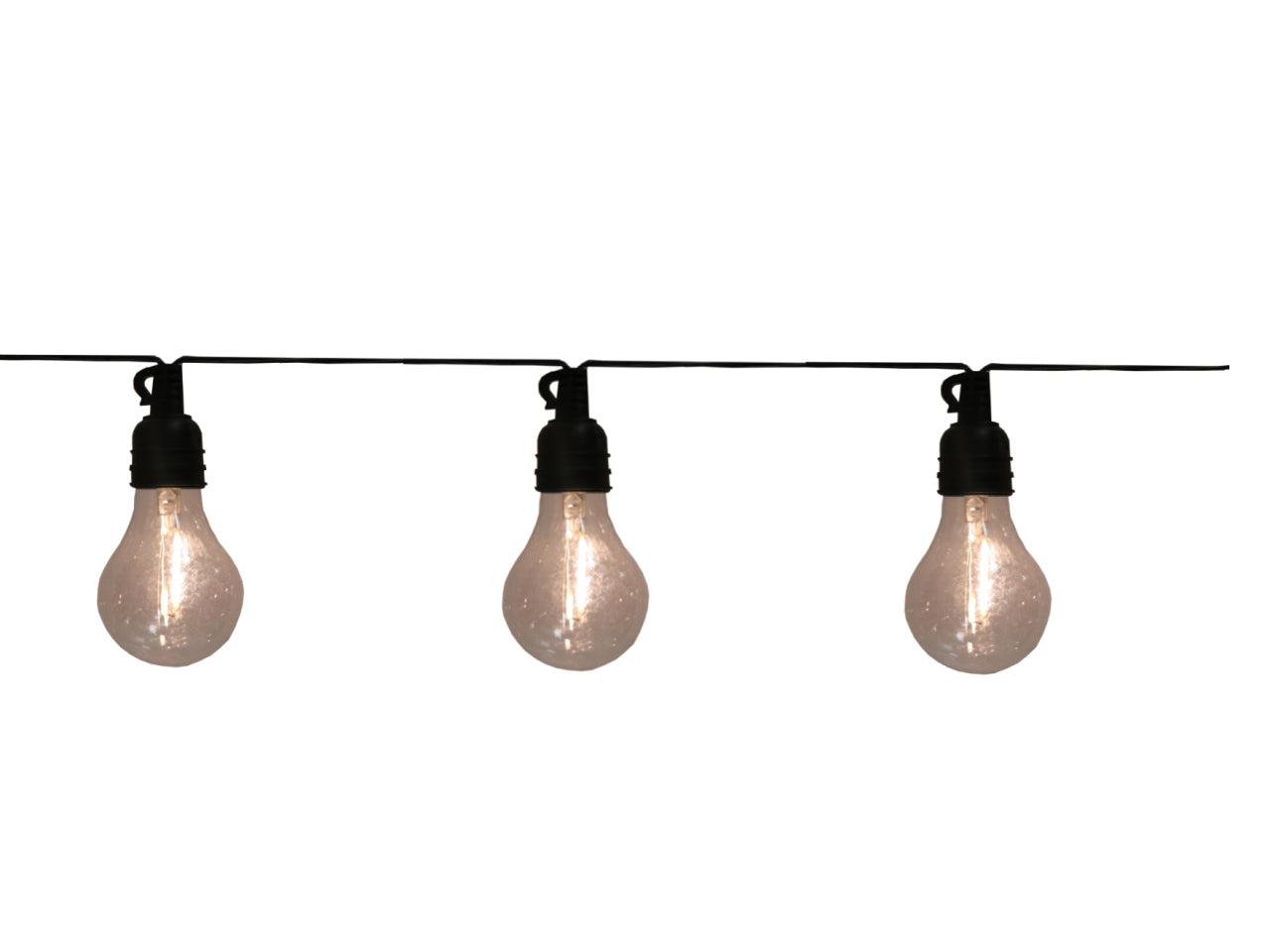 Catena 10 lampadine led a60 con filamento bianco caldo 5m prolunga con trasformatore ip44