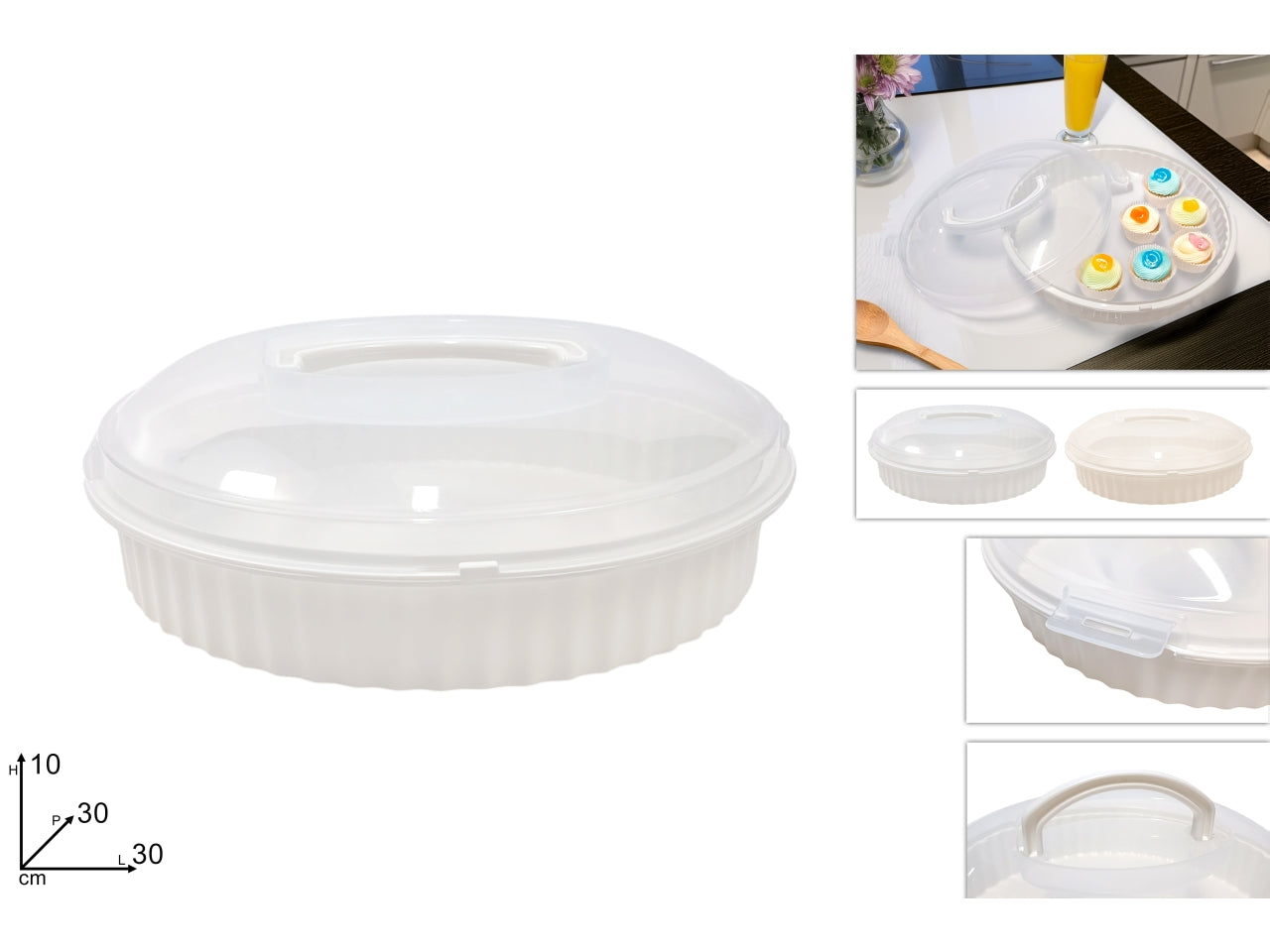 Vassoio plastica con coperchio e manico in 2 colori