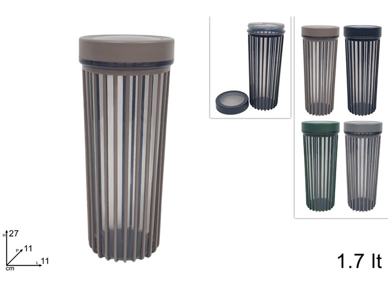 Contenitore plastica 1.7lt colori assortiti