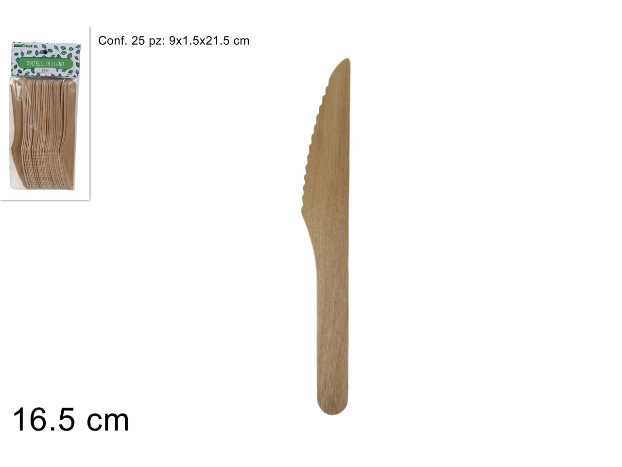 Coltelli in legno da 16,5cm in confezione da 25 pezzi