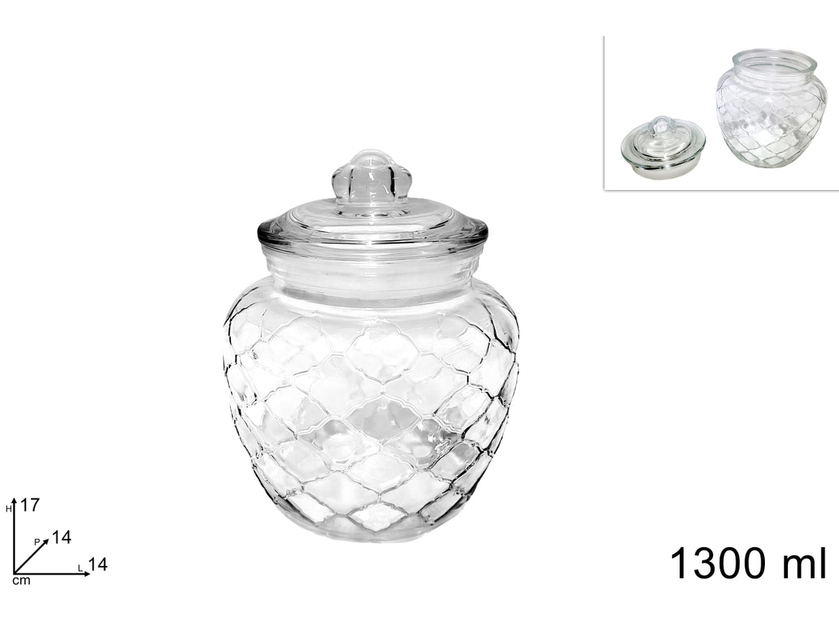 Barattolo in vetro bombato 1300ml con tappo ermetico