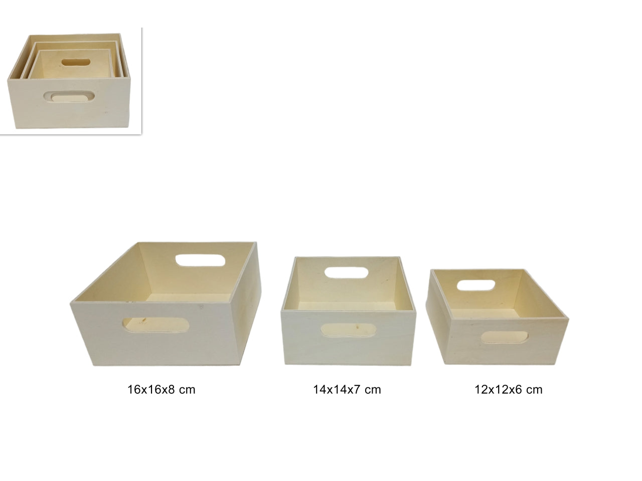 Cassette legno quadrate set 3 misure