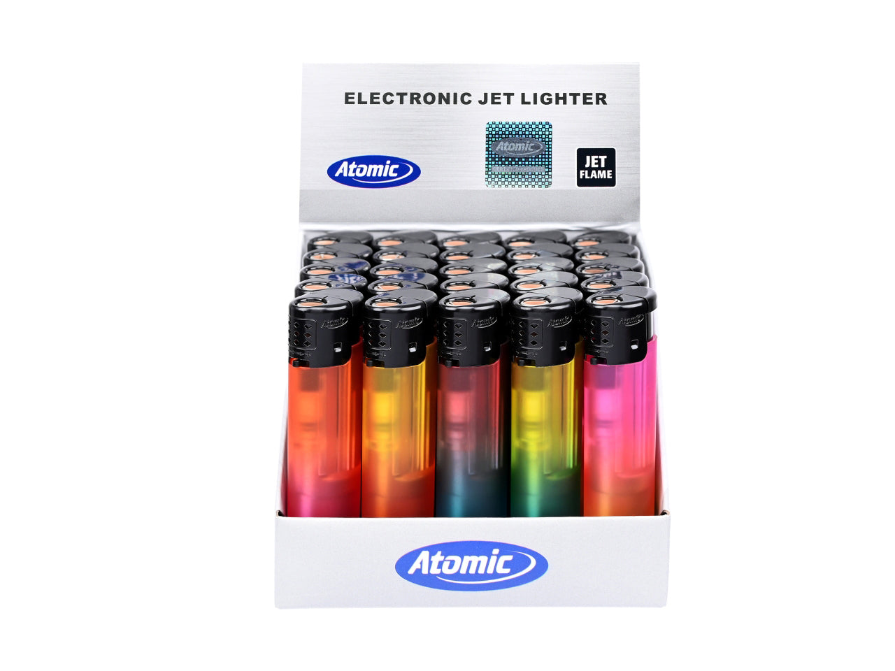 Coney Accendino Elettronico Ovale Jet Blue Jetflame Ricaricabile 2 Toni Gomma confezione da 25 accendini assortita