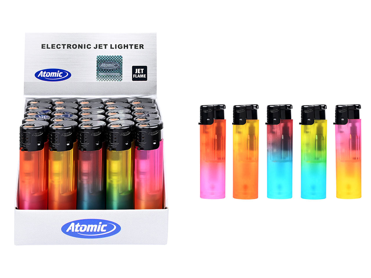 Coney Accendino Elettronico Ovale Jet Blue Jetflame Ricaricabile 2 Toni Gomma confezione da 25 accendini assortita