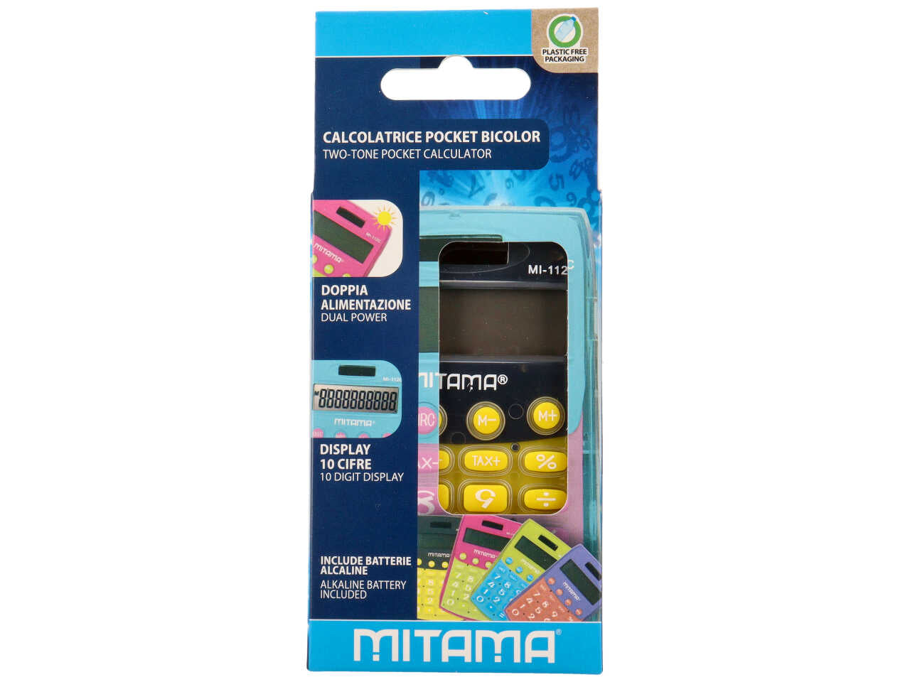 Calcolatrice pocket trendy dual power 10cifre 11x7cm